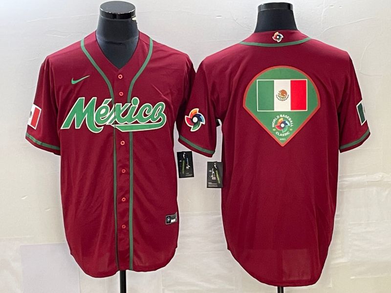 Men 2023 World Cub Mexico Blank Red Nike MLB Jersey10->more jerseys->MLB Jersey